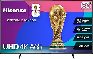 Hisense Television A65N (Modelo 2025) Pantalla 50 Pulgadas, Smart Vidaa TV UHD 4K,Control Remoto por Voz con Alexa, Dolby Vision, Amplia Gama de Colores, Modo de Juego Plus, ALLM