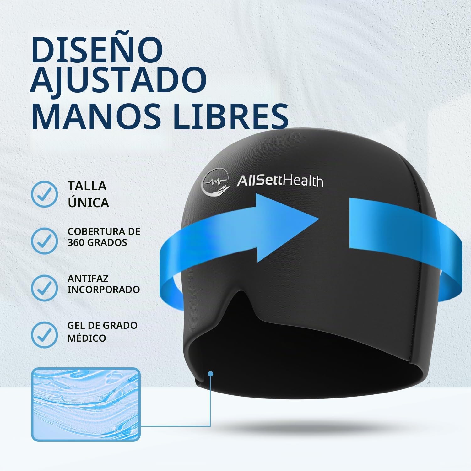 Envoltura para la cabeza de hielo para aliviar la migraña | Sombrero para dolor de cabeza y migraña | Terapia caliente y fría para ojos hinchados, tensión, sinusitis y alivio del estrés