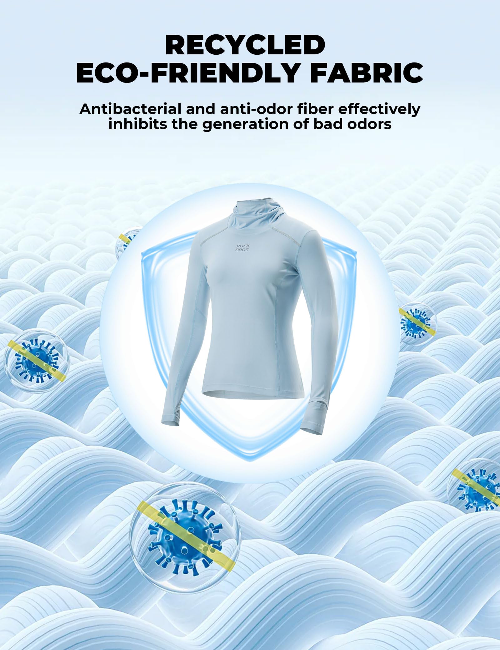 ROCKBROS Maglia Sportiva Donna Maniche Lunghe, Traspirante e ad Asciugatura Rapida, UPF 50+, Elastico e Leggero, con Tasche, Abbigliamento per Ciclismo Corsa Gym Trekking Yoga