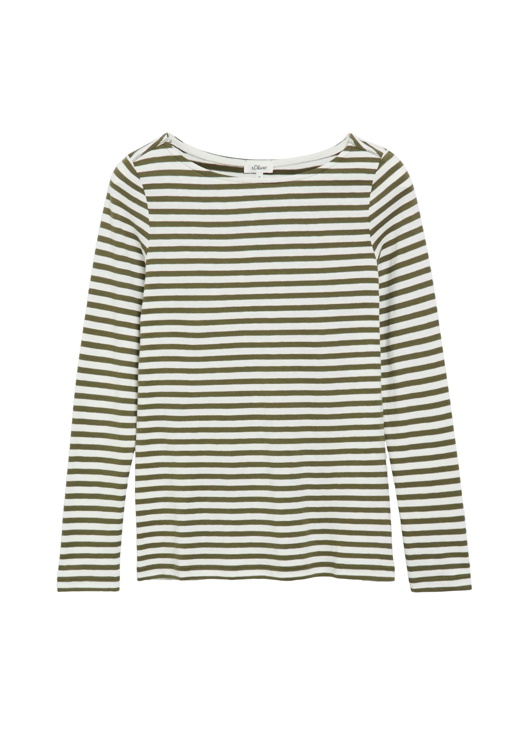 s.Oliver Bernd freier GmbH & co. kg/s.Oliver 2182446 - Camiseta de Manga Larga para Mujer, diseño de Rayas, Caqui Stripes, 48