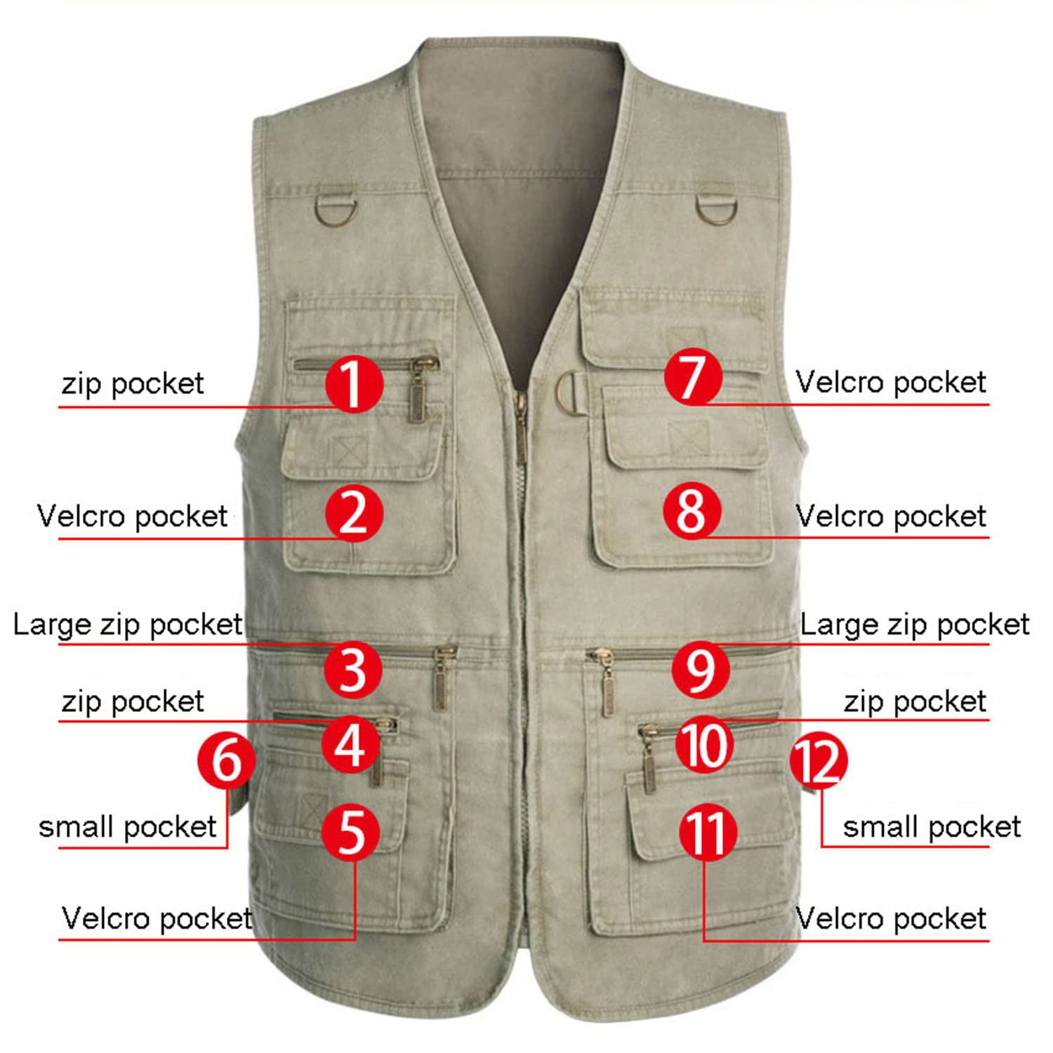 Chaleco De Hombre Multibolsillos Sin Mangas Chaleco Chaleco Exterior Casual para Fotografía Pesca Senderismo Montañismo