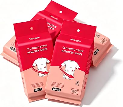80 Pcs Travel Stain Remover Wipes - Individually Wrapped, No-Rinse Fabric Cleaner for Coffee, Grease & Food Stains | Portable On-the-Go & Bulk Laundry Wipes for Purse, Tote Bag & Travel