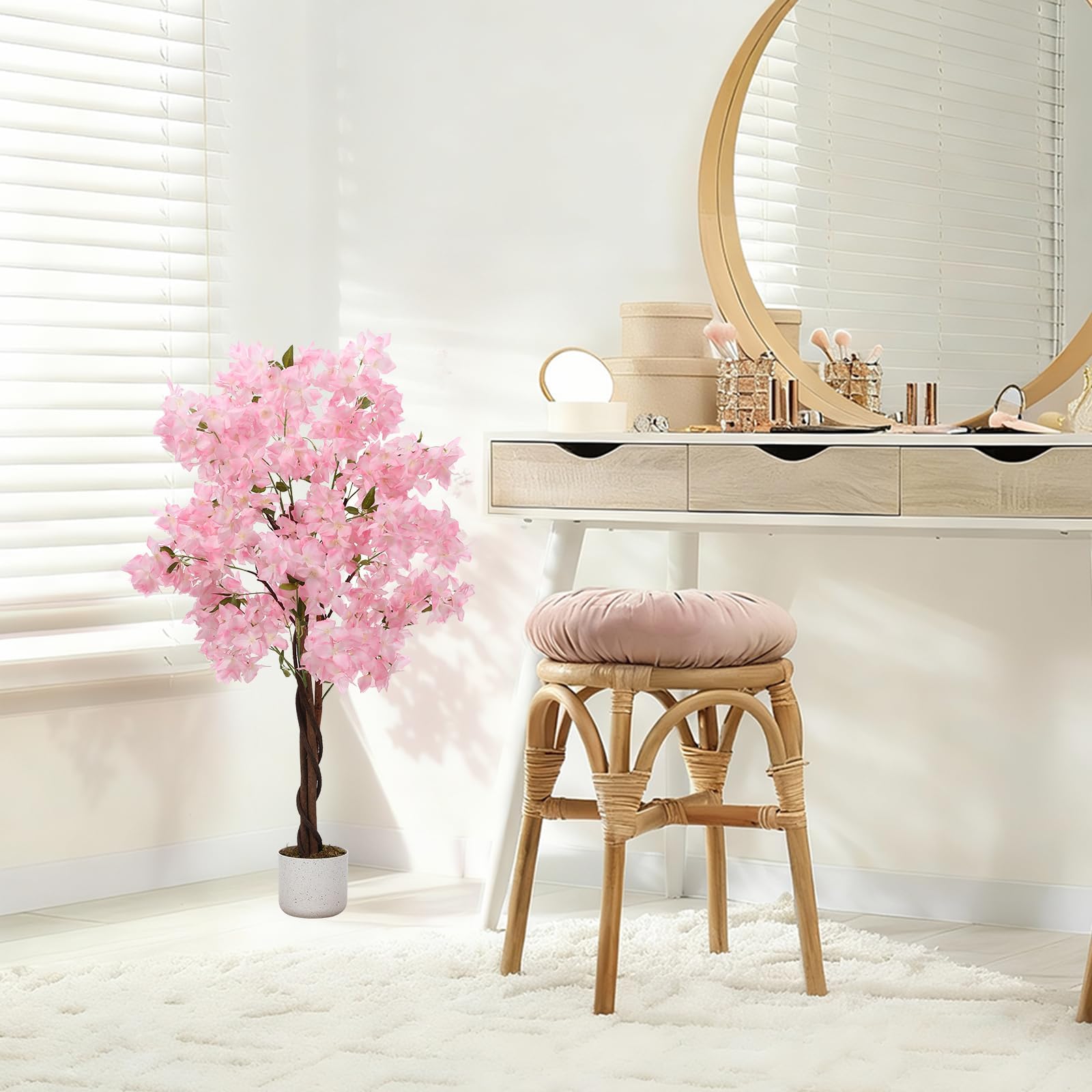 IDEALHOUSE Albero di ciliegio artificiale, 120 cm, con fiori di farfalla