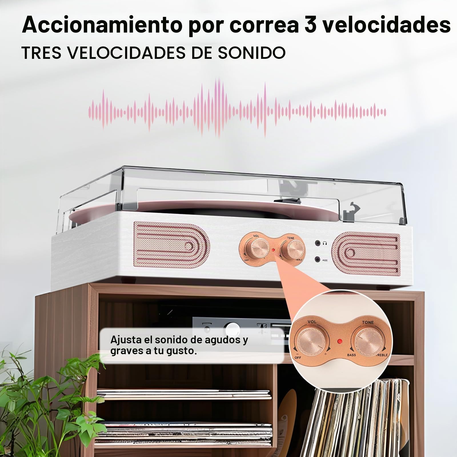 Tocadiscos de Vinilo Oro Rosa