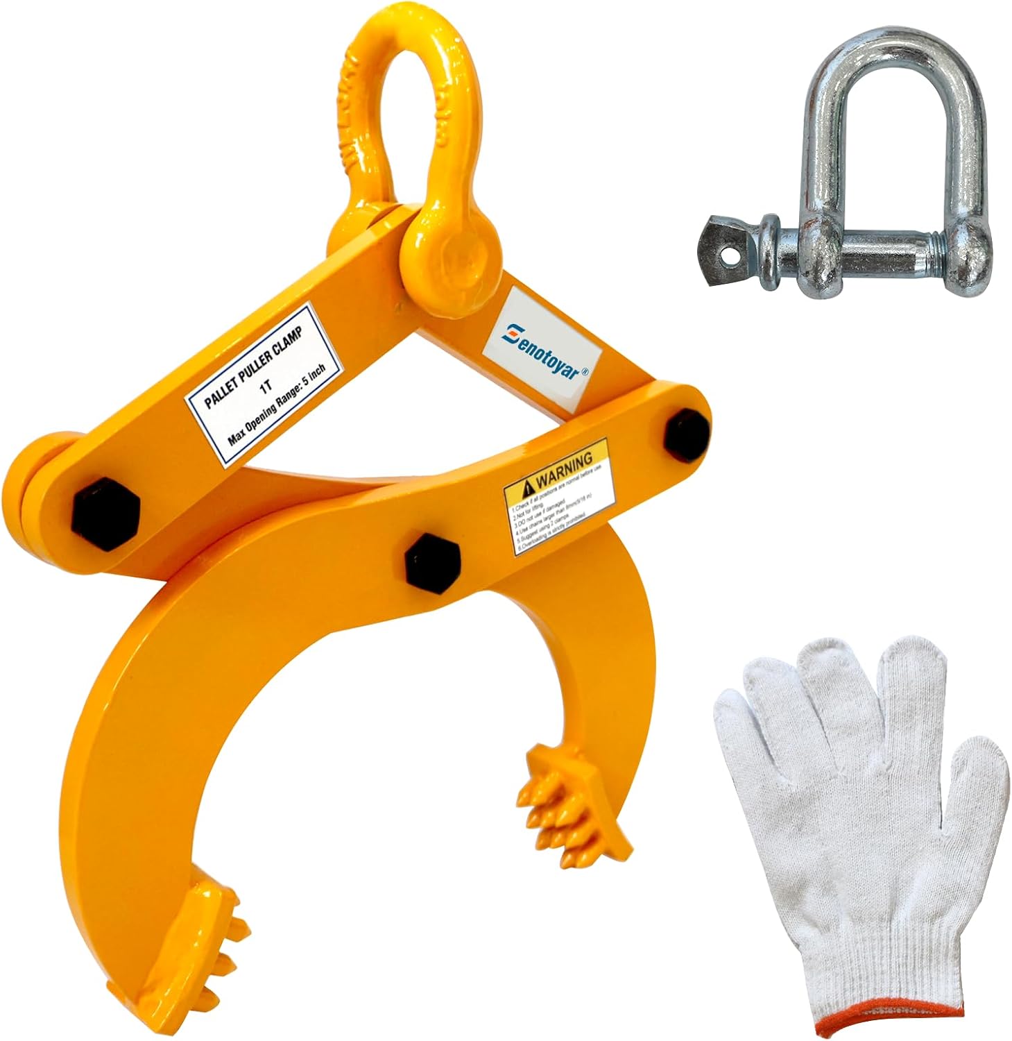 Industrial Pallet Puller Clamp,2204lbs Capacity Heavy Duty Scissor Clamp with 6" Jaw Opening,Compatible with Forklift Chains for Pulling Pallets,Wood & Trees