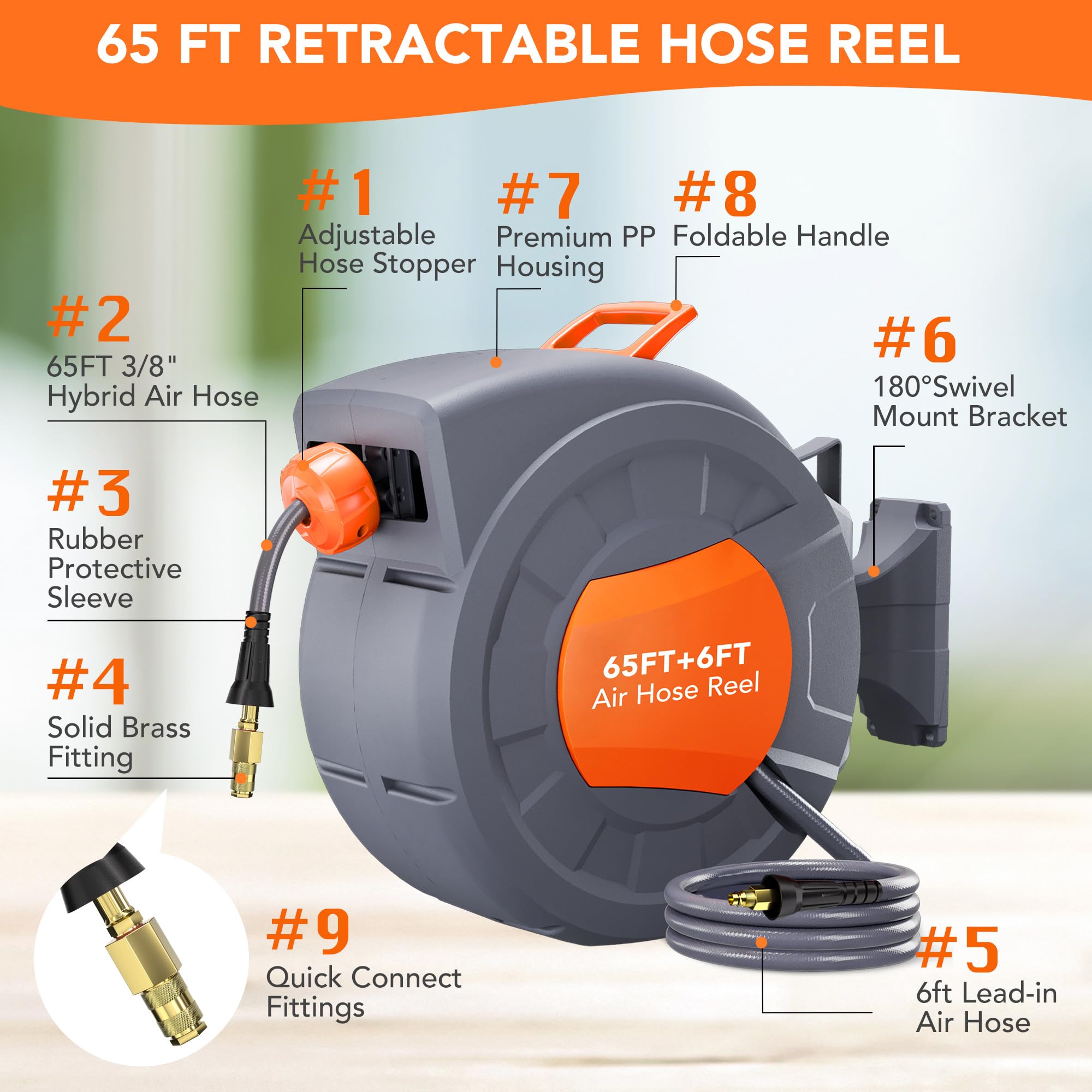 Reelcraft CA38112 M Heavy Duty Hand Crank Hose Reel, 200' Water Hose Not Included