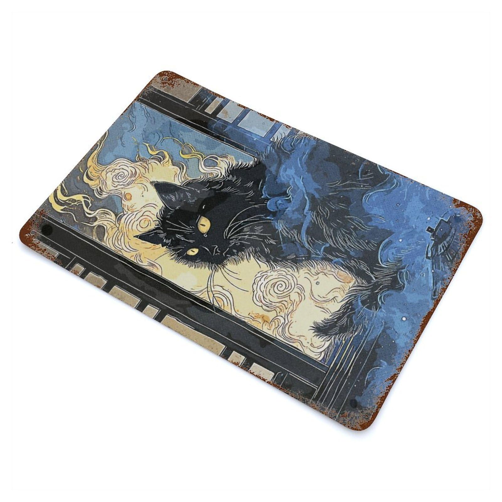 Garage Style Japan Cat Fantasy Decorative Tin Sign 11.8"x7.9", Farmhouse Wall Decor for Bar And Workshop
