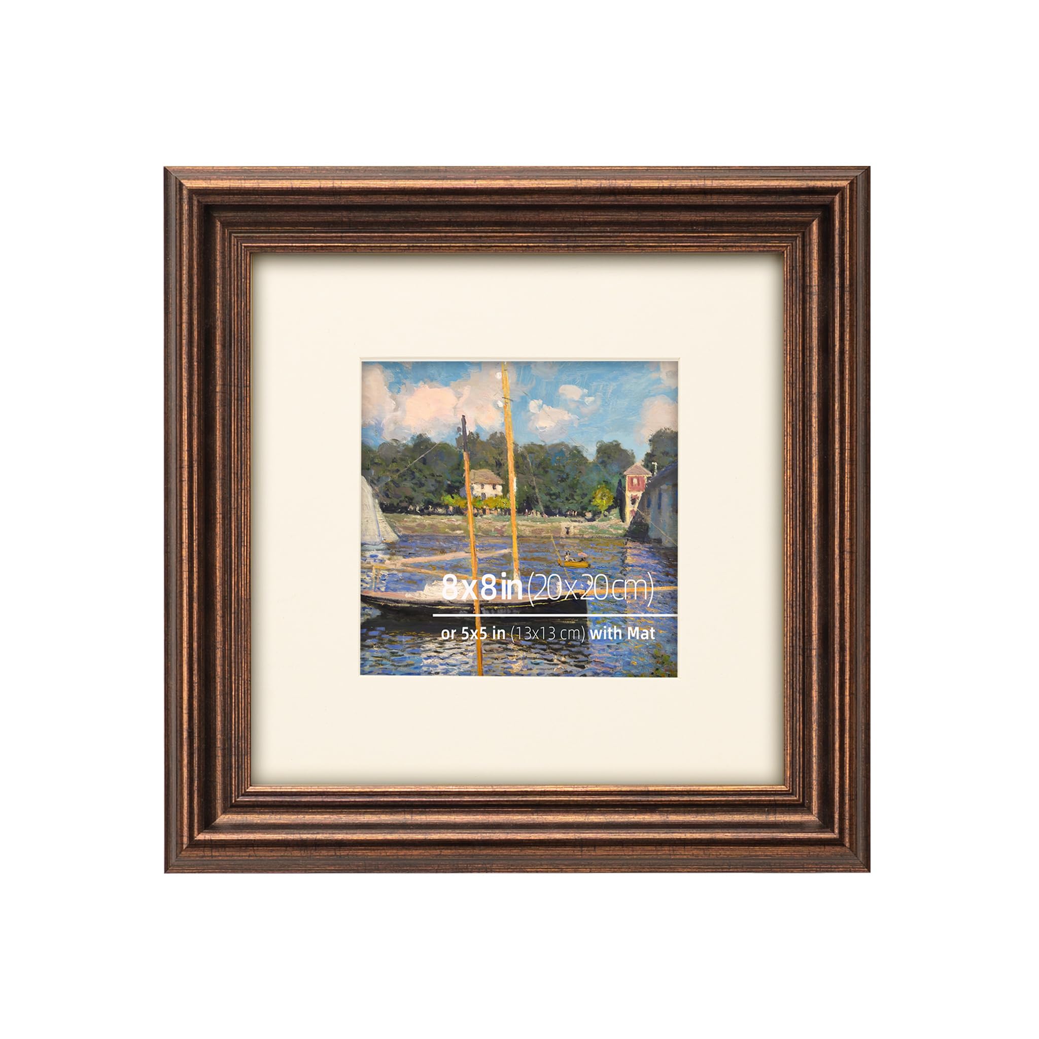 WYNCO 12x16 Brown Bronze Round Bevel Curved Ornate Vintage Picture Frame, Matted to 9x12 inches, Plexiglass Cover, Vertical or Horizontal Wall Mount Display, 2 Pack