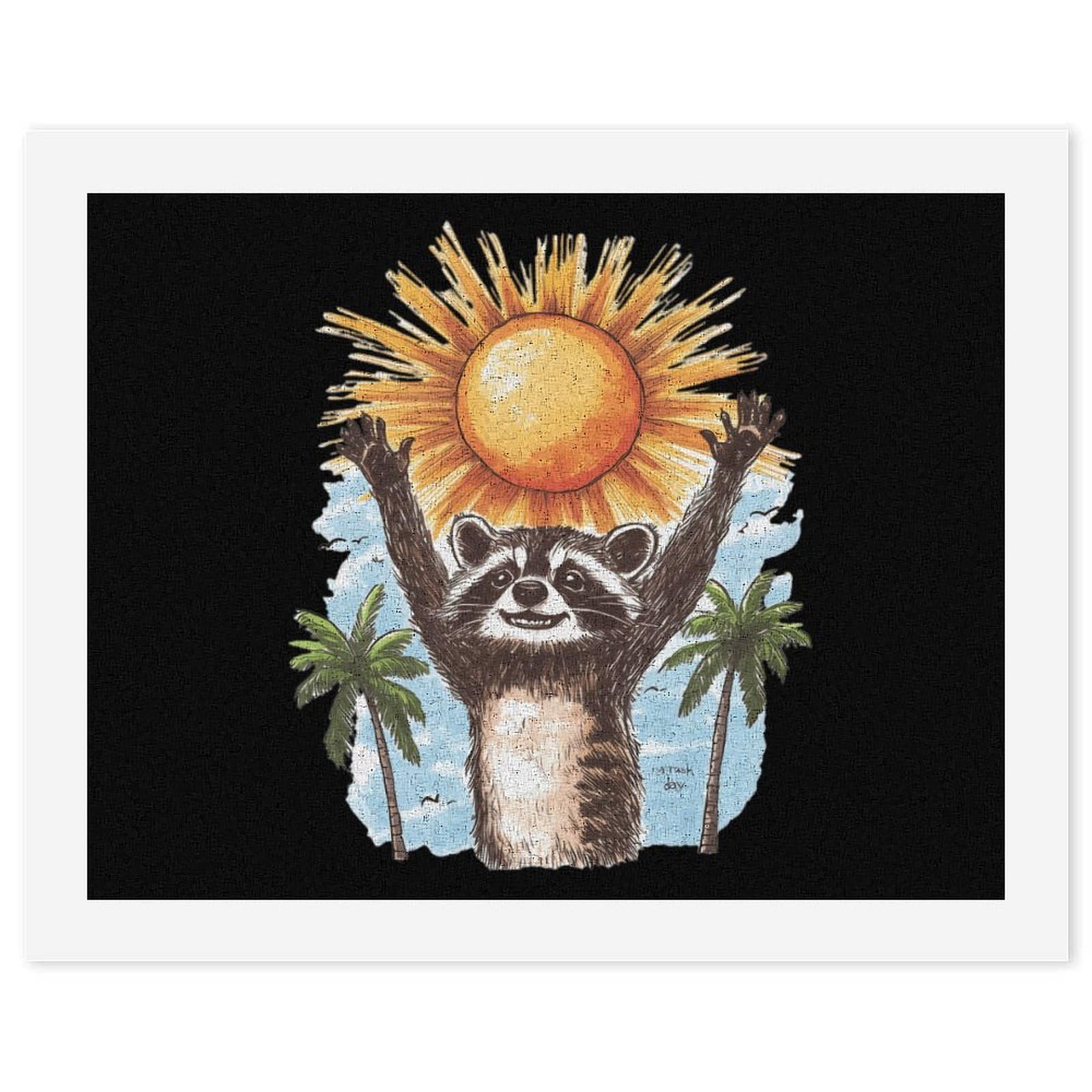 Lustiges Malen-nach-Zahlen-Set für Erwachsene, Motiv: Waschbär, Sonnenuntergang, Baum, Baumwolle, digitales Ölgemälde, Heimdekoration, Geschenk, 50 x 65 cm