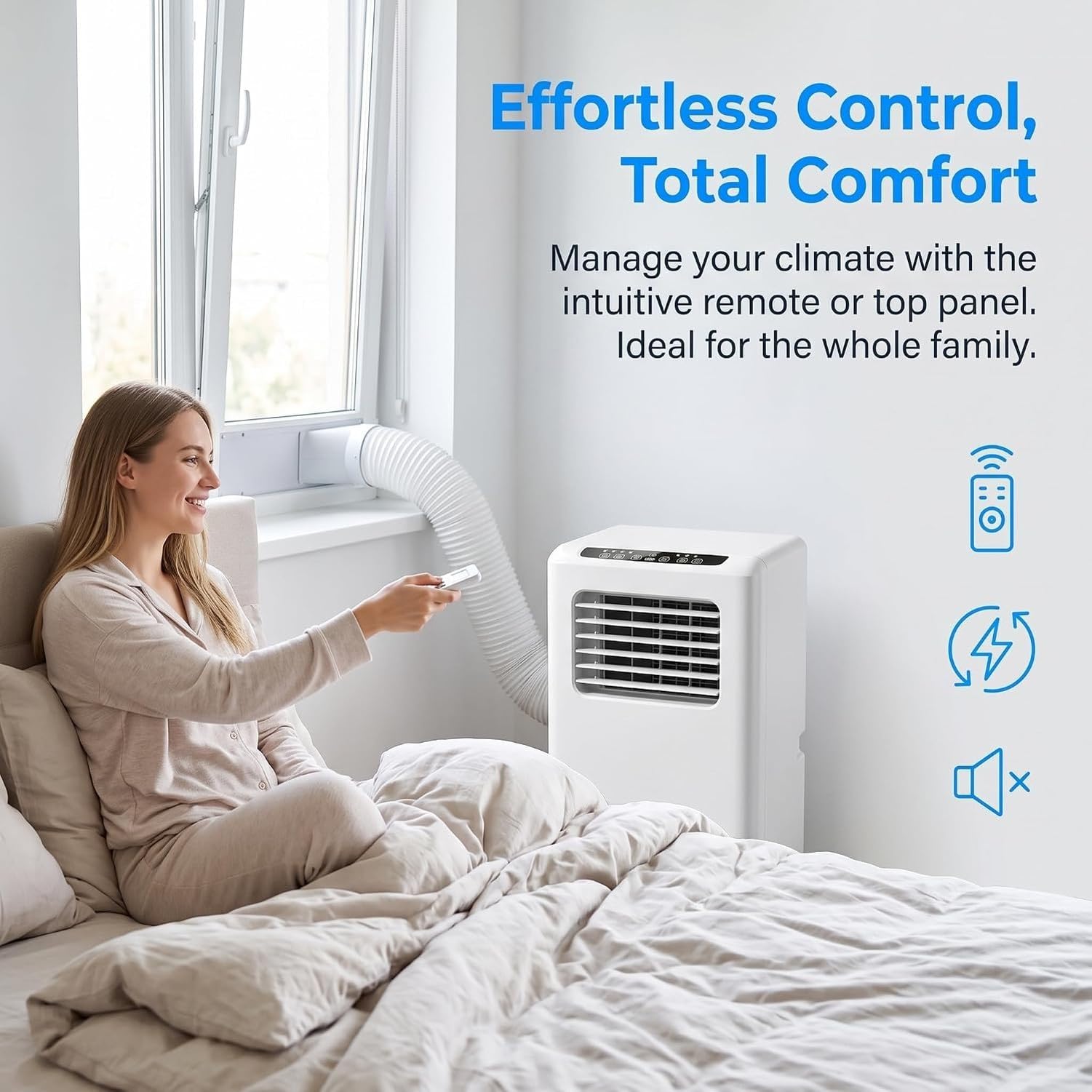 Climatizzatore Portatile 12000 BTU, Condizionatore Mobile Free Standing Senza Installazione, Telecomando Digitale, modalità Notte, 3 velocità Ventola, Kit Scari, Style 5, 5000 BTU