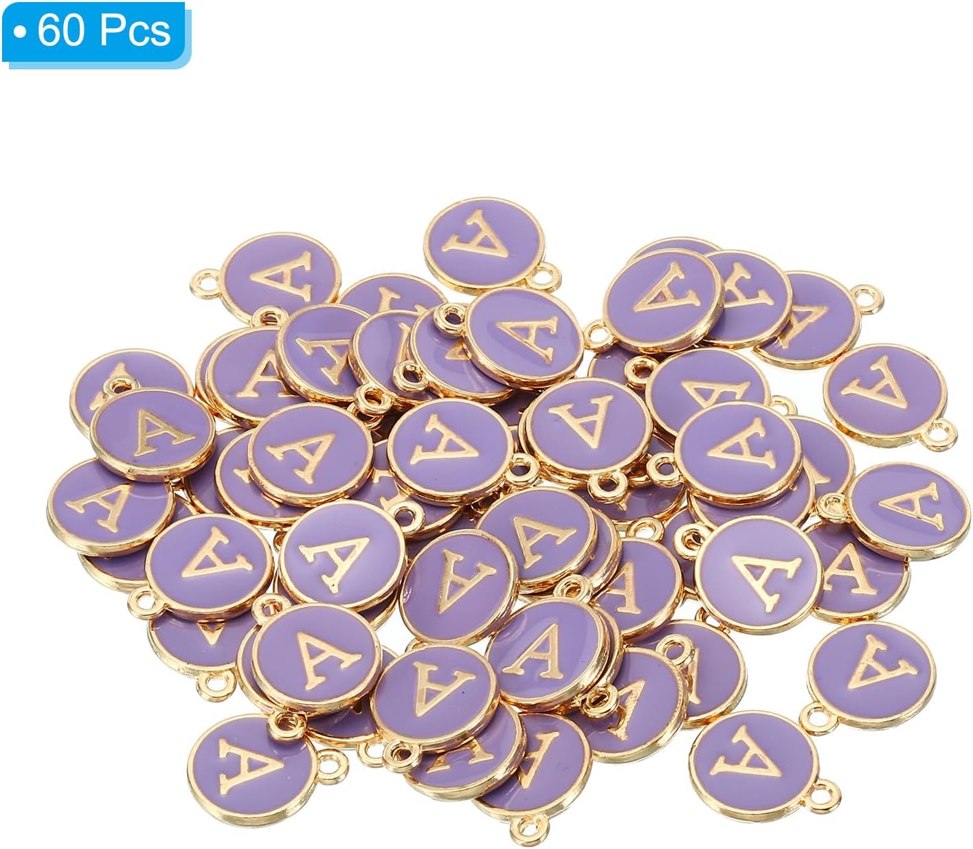PATIKIL Letter Charm A, 60Pcs Double Sided Alphabet Initial Charm Pendants Beads Enamel Charm for Bracelet Necklace Earring DIY Jewelry Making, Purple - Image 3