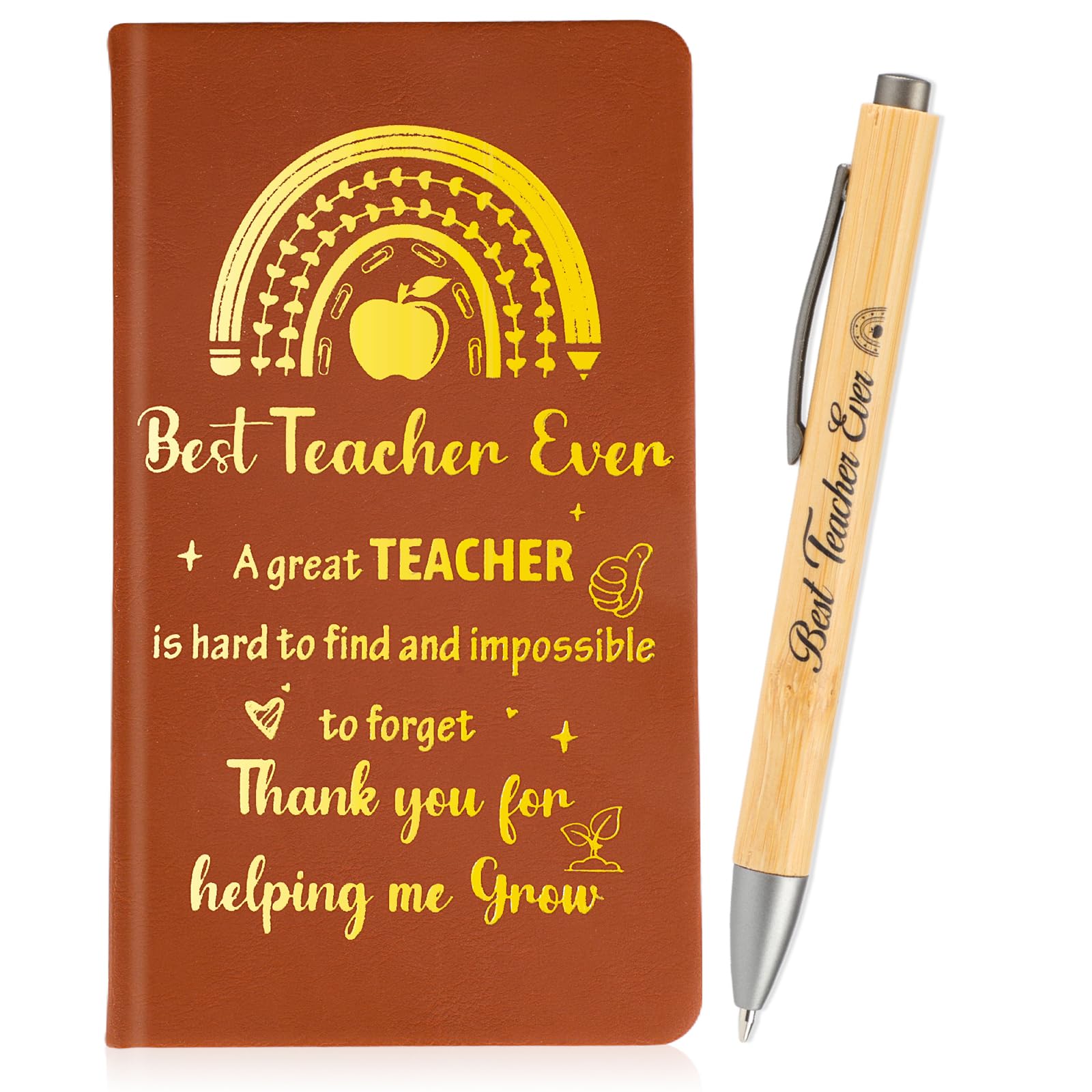 HOWAF Thank You Teacher Gifts for Women Men Teacher Notebook Gift Notebook, Travel Diary Journal & Ballpoint Pens