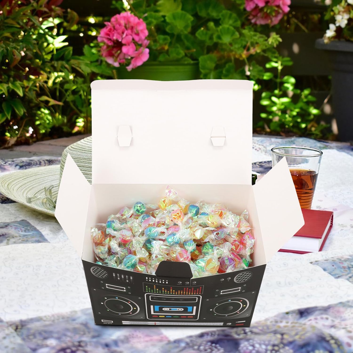 Milisten 6pcs 80s Retro Radio Shaped Candy Boxes Black Popcorn Buckets Party Favor Treat Containers Wrapping Boxes for Birthday Decorations image 5