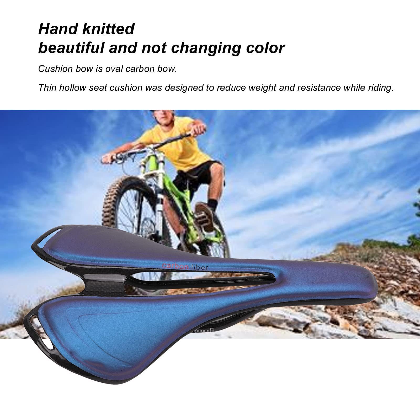 POENVFPO Fahrradsattel, 3K-Carbonfaser-Hohlatmungsaktives Design-Fahrradsattel-Sitzkissen Zum Radfahren