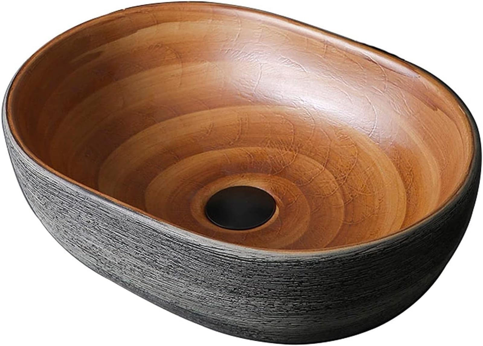 ASerZenith Bathroom Vessel Sink Oval Bathroom Sink Handmade Countertop Vessel Bathroom Sink 15.7 X 10.6 X 5.1 Inches Bathroom Sink(A)