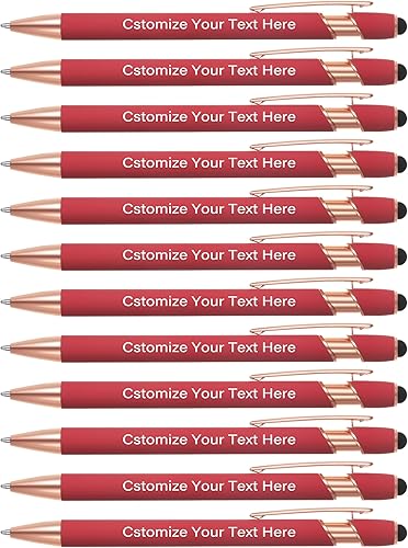 Miniatura 11 de Kingluu 12 bolígrafos personalizados con punta de lápiz capacitivo, grabado gratis, tinta negra, bolígrafo personalizado con tu nombre, logotipo