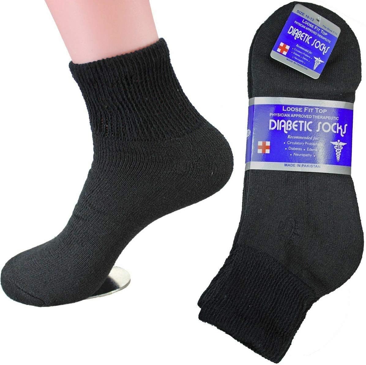 Diamond Star Diabetic Socks For Men Women Non-Binding Doctor Approved Diabetic Ankle Socks (12 Pairs Grey, Men's 10-13 Shoe Size 7-12) : Health & Household