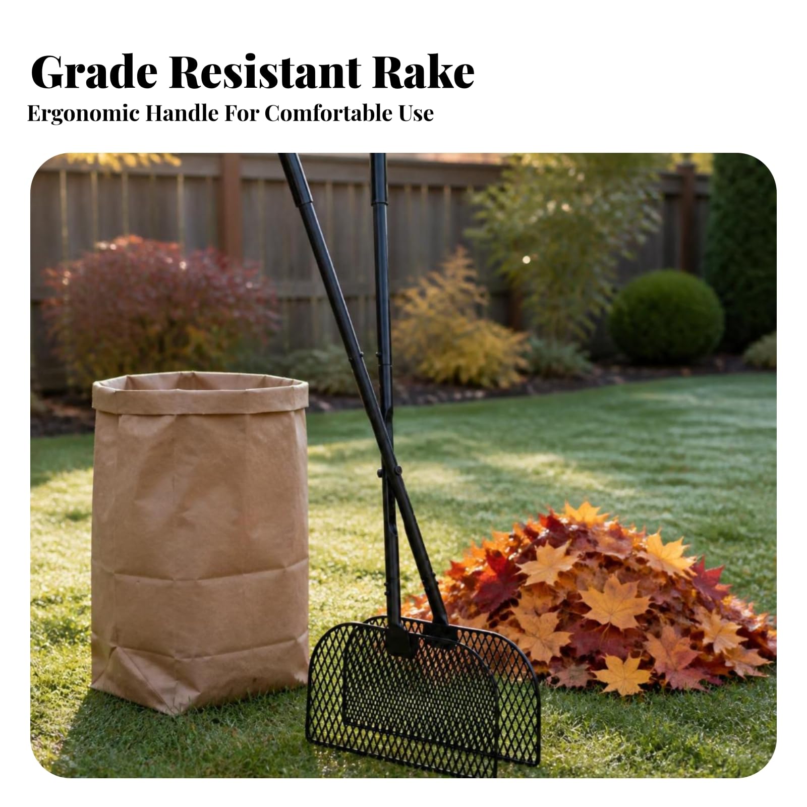 Rastrillo Hierro Ergonómico | Rastrillo Pinza para Hojas, Ligero, Jardín, Césped, Camping