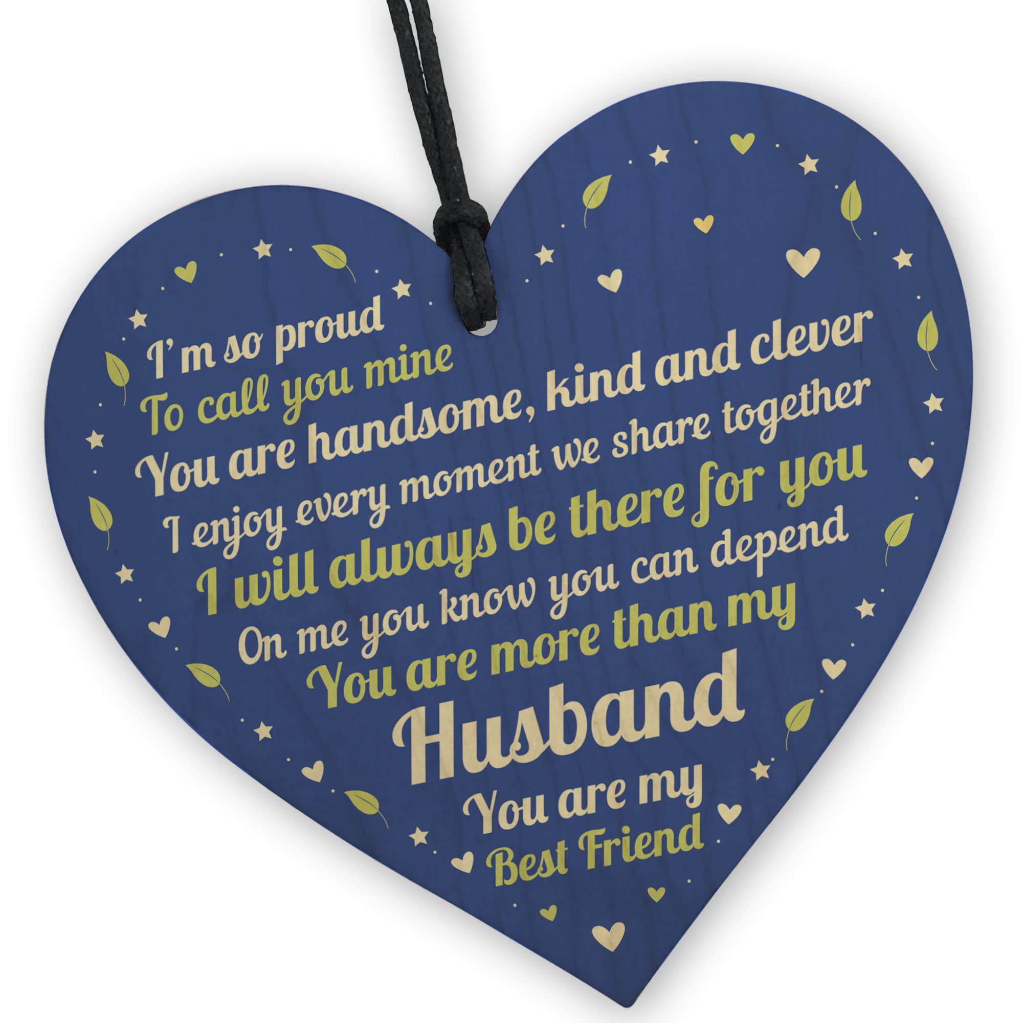 Red Ocean Valentines Gift Husband Wood Heart Anniversary Birthday Gift For Husband Best Friend Keepsake
