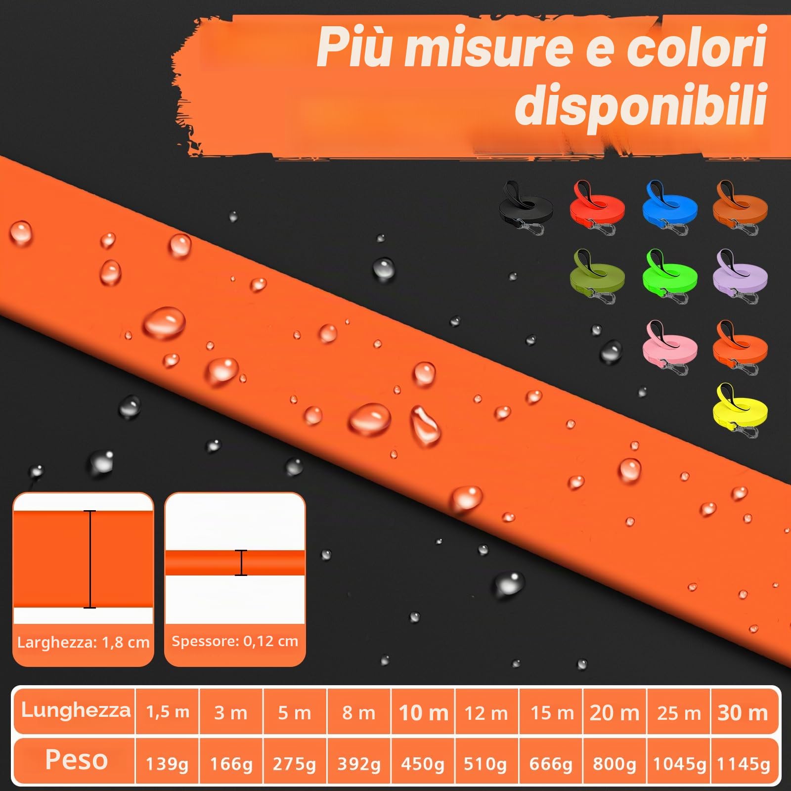 X XBEN Guinzaglio Addestramento Impermeabile per Cani 1,5M 3M 5M 8M 10M 12M 15M 20M 25M 30M, Lunghina con Maniglia Confortevole, Gommato,Resistente Adatto per Tutti i Cane