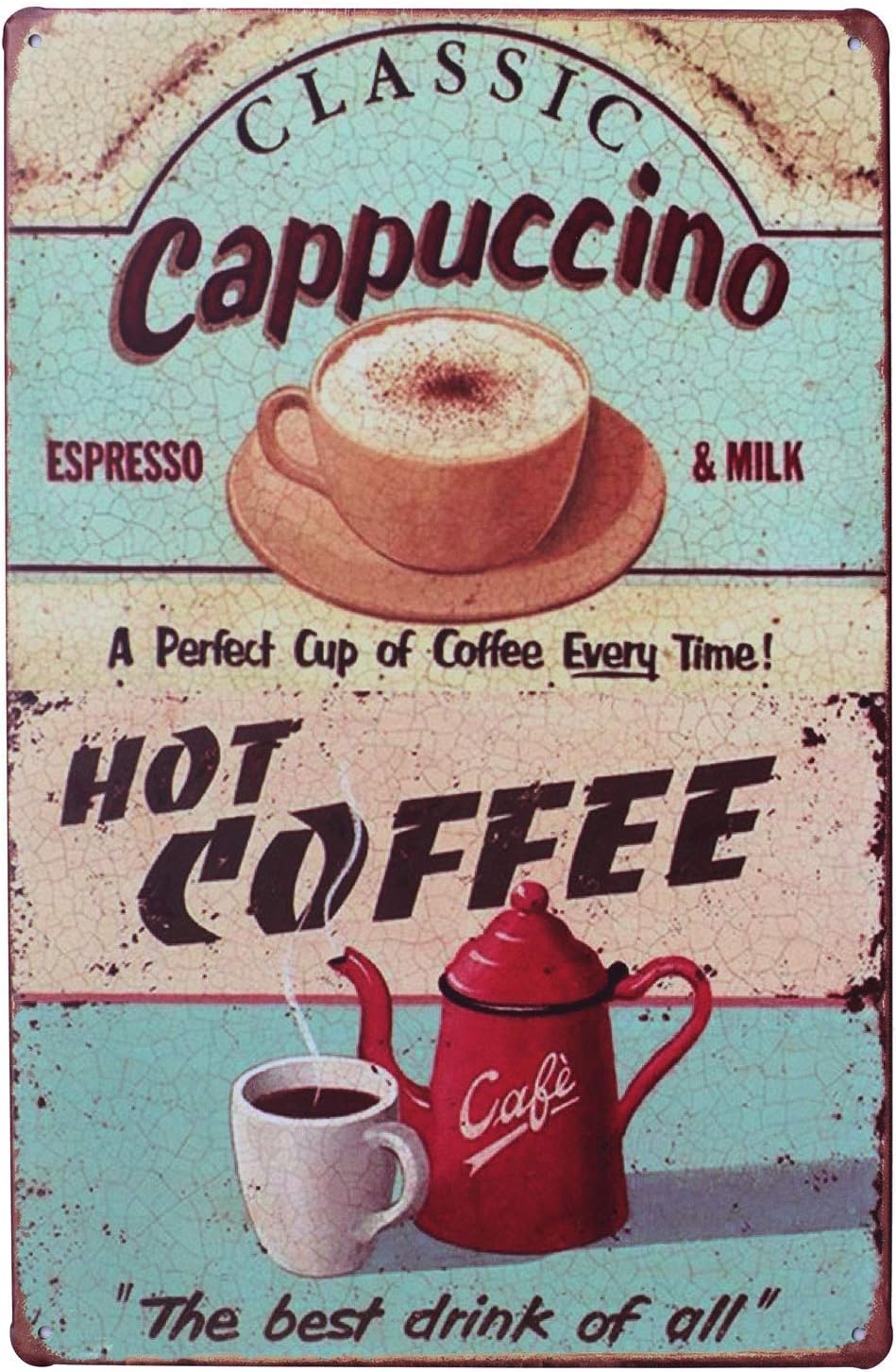 Classic Cappuccino Hot Coffee Vintage Poster Metal Tin Sign