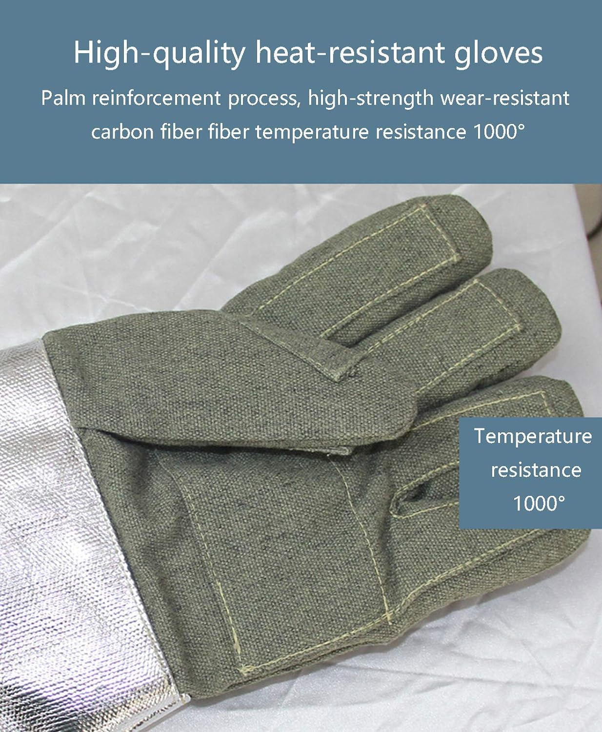 Guantes para Horno Guantes Resistentes a Altas temperaturas de 1000 Grados, Papel de Aluminio de Fibra de Carbono, Aislamiento térmico antiescaldaduras Industrial Resistente al Fuego