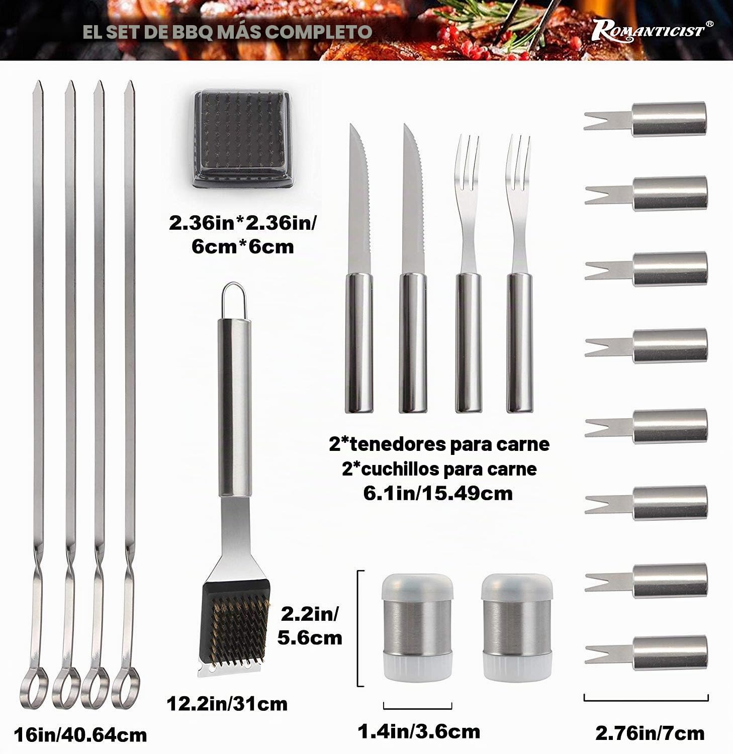 Romanticist 28pcs Kit de Barbacoa - Regalo de Ideal para Hombres