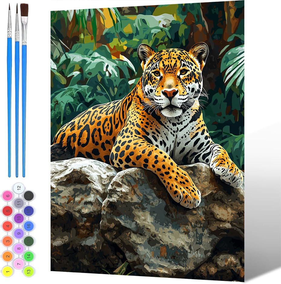 Pintura por Números para Adultos Animales, Painting by Numbers Kits Bosque, DIY Pintura por números para adultosy niños, con Pinceles Pigmento Acrílico (sin marco), Decoraciones Hogar 50x70cm -1536