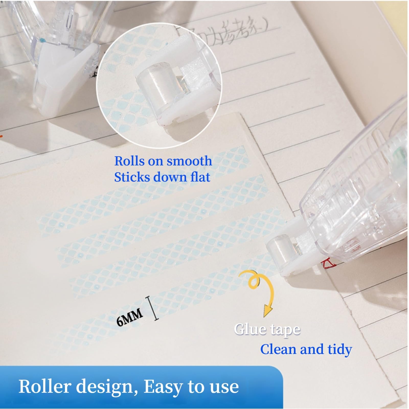 8 Pack Double Sided Tape, Glue Tape for Scrapbooking, Double Sided Tape for Crafts, Journaling Scrapbooking Supplies, Junk Journal Supplies, 0.24IN x 16.4FT