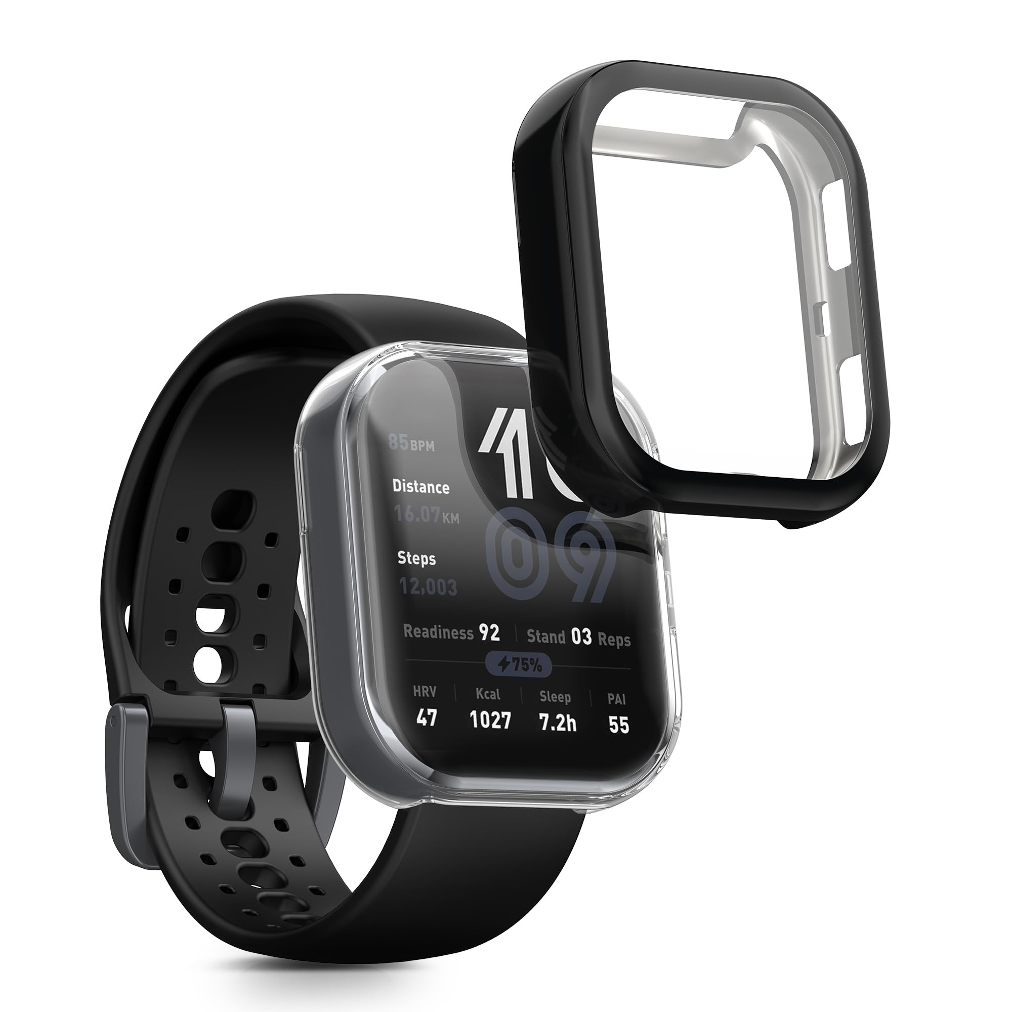 kwmobile Etui kompatybilne z Amazfit Bip 6, 2 x silikonowe etui na monitor fitness z TPU, czarne/przezroczyste
