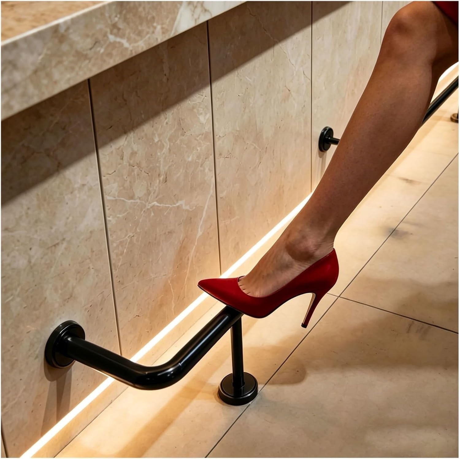 AVLSO Wall Support Rod Bar Foot Rail Brackets and Tubing, 2 4 6 8 10 12 14 16 18 20ft Commercial Footrest Pole for Home & Commercial Pub(Black,370cm/12.1ft)