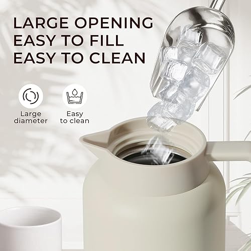 Miniatura 5 de Paquete de 2 jarras térmicas de café de 49 onzas y botella de agua aislada de 15 onzas, jarras térmicas al vacío de acero inoxidable y botella de