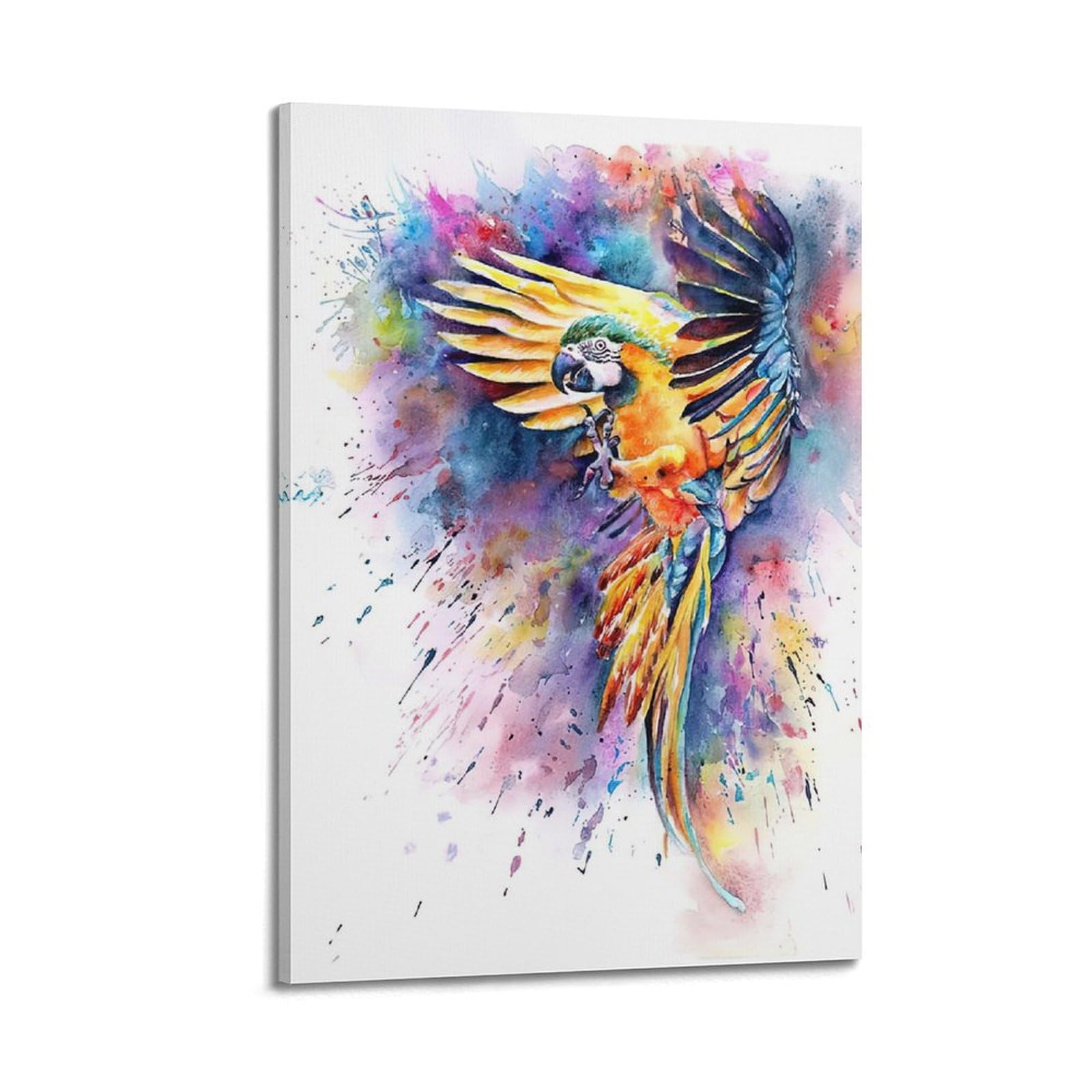 YiXong Kolorowa ara Akwarela Malarstwo Zwierzę Plakat Dekoracyjne Malarstwo Płótno Plakaty Ścienne I Obraz Drukowany Nowoczesny Rodzinny Sypialnia Dekoracje Plakaty 24 x 36 cali (60 x 90 cm)
