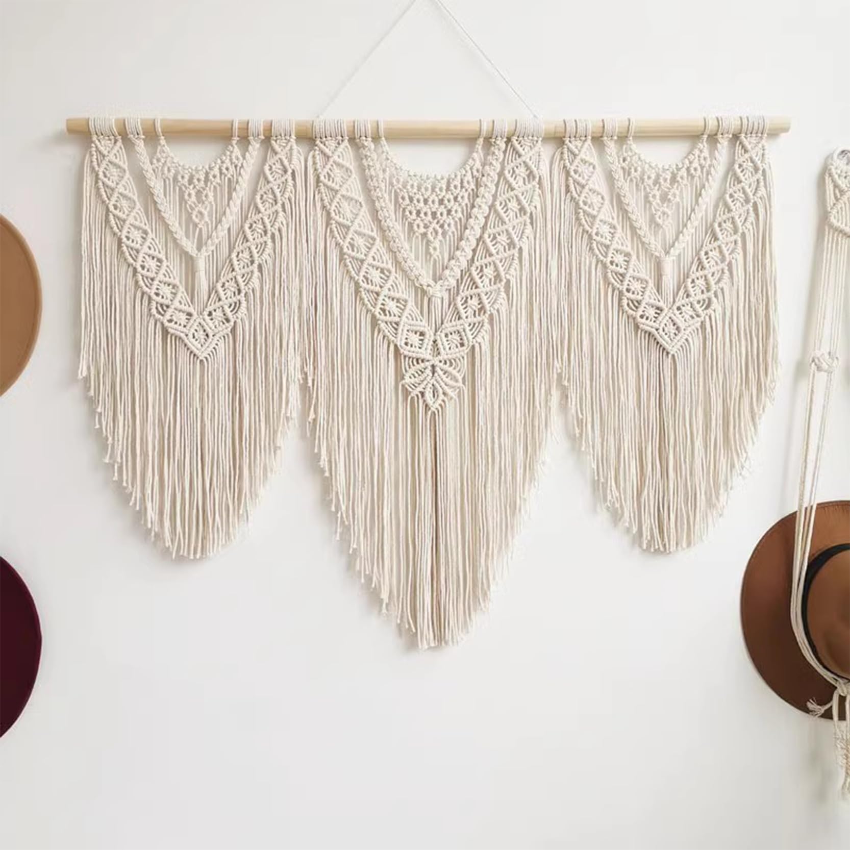 WABMJGW Macrame Wall Hanging Tapestry Large Width 110/130cm,Cotton Rope Macrame Tapestries Exquisite Pattern，Handmade Woven Tapestry Wall Hanging Boho Decor,G-130 x 95 cm