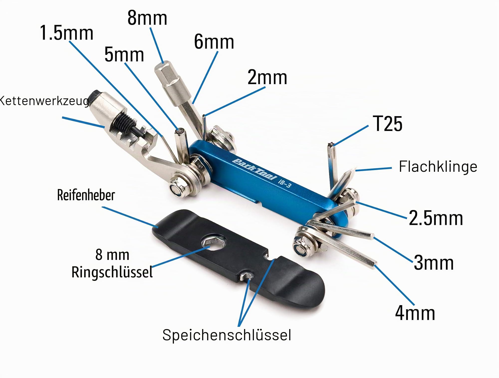 ParkTools Park Tool Unisex – Erwachsene Mini-Faltwerkzeug IB-3 I-Beam g Fahrrad-Multifunktionswerkzeug, Schwarz, Einheitsgröße