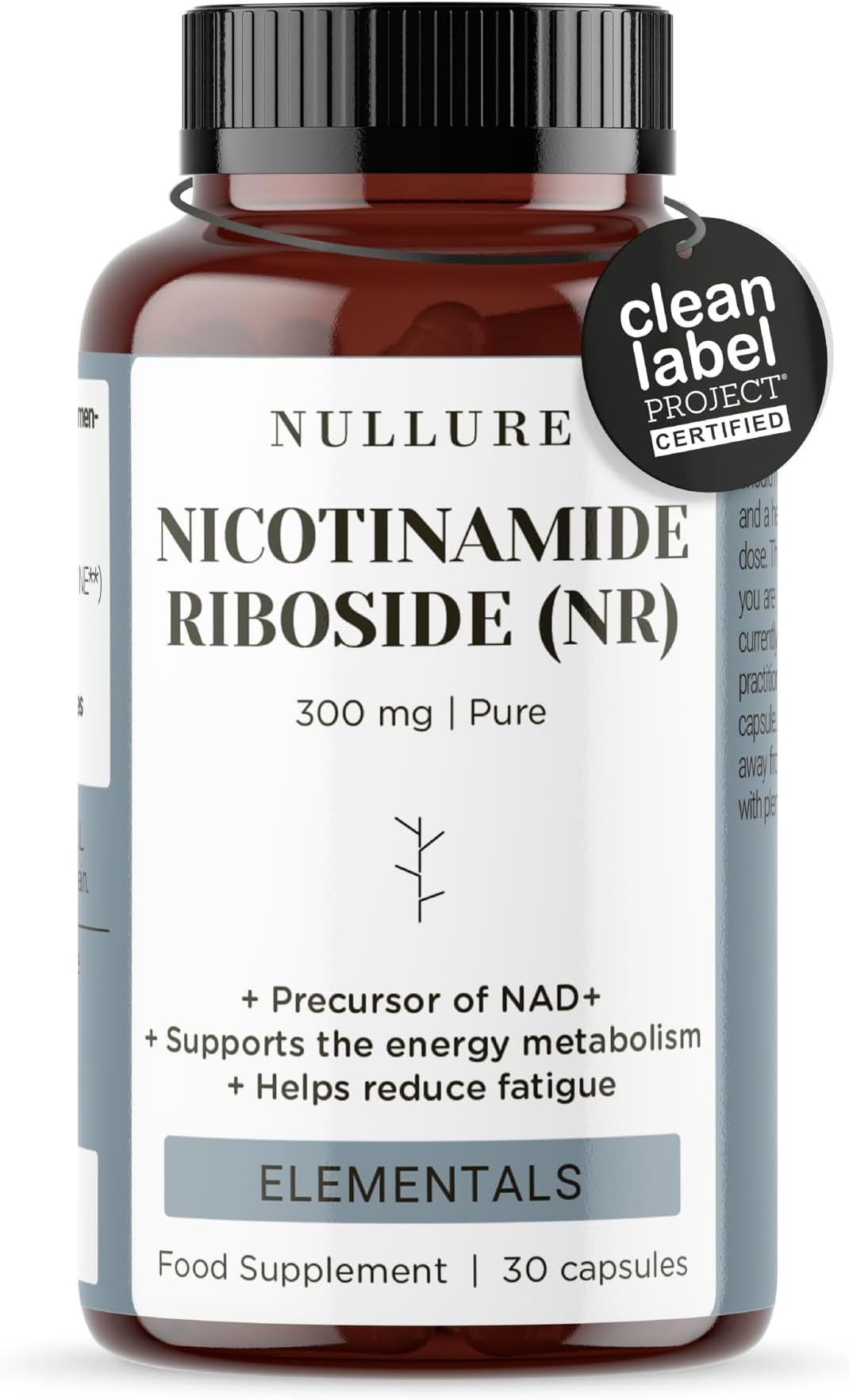 Nullure NAD Nicotinamide Riboside 300mg - 30 Capsules | Free of Magnesium Streate | Clean Label Certificate | Third Party Tested | NAD Supplements | Pure NR Supplement >99% | Made in Spain