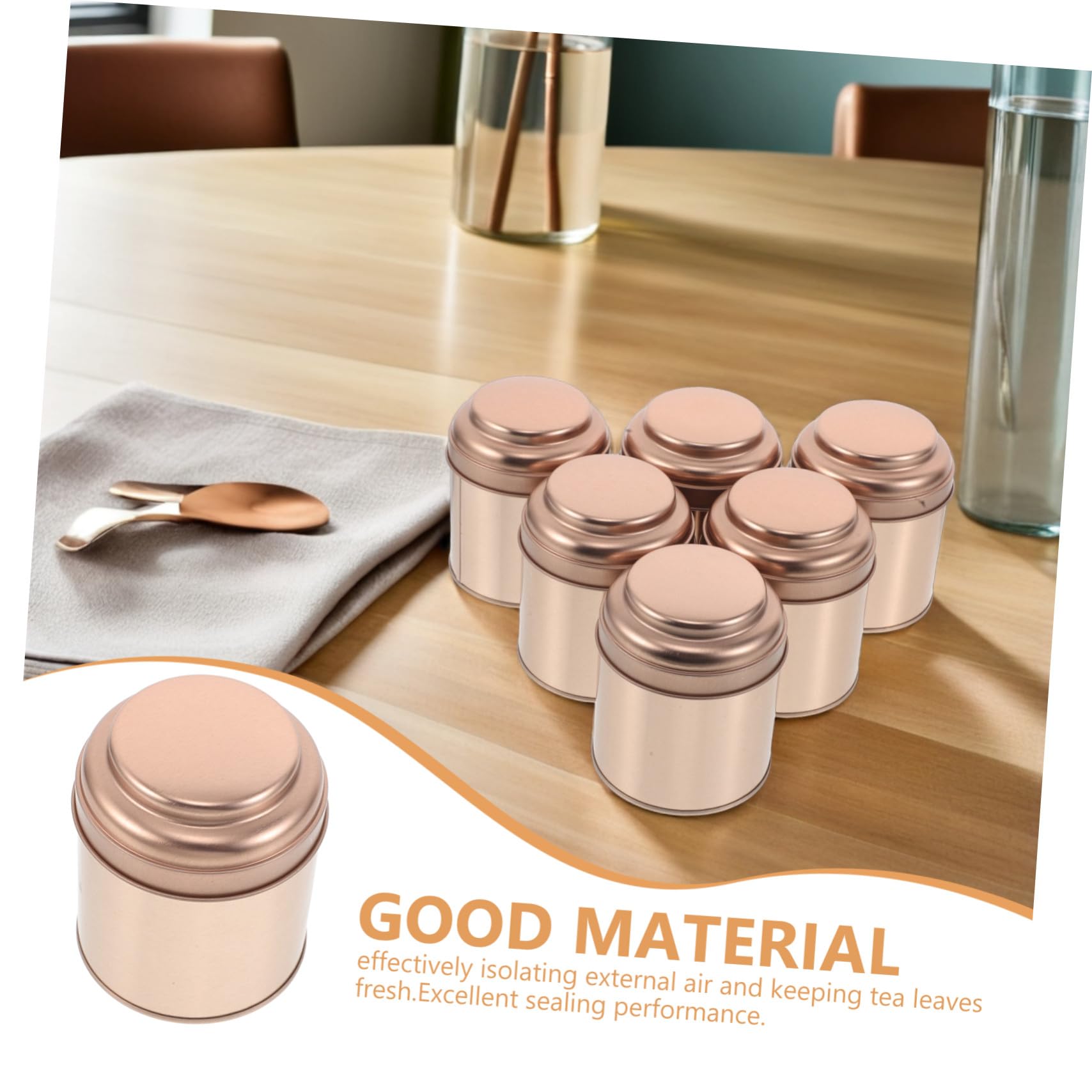 6piezas Latas de Té Selladas Redondas Contenedor de Hojalata para Té y Especias Caja de Almacenamiento de Sueltas para Cocina