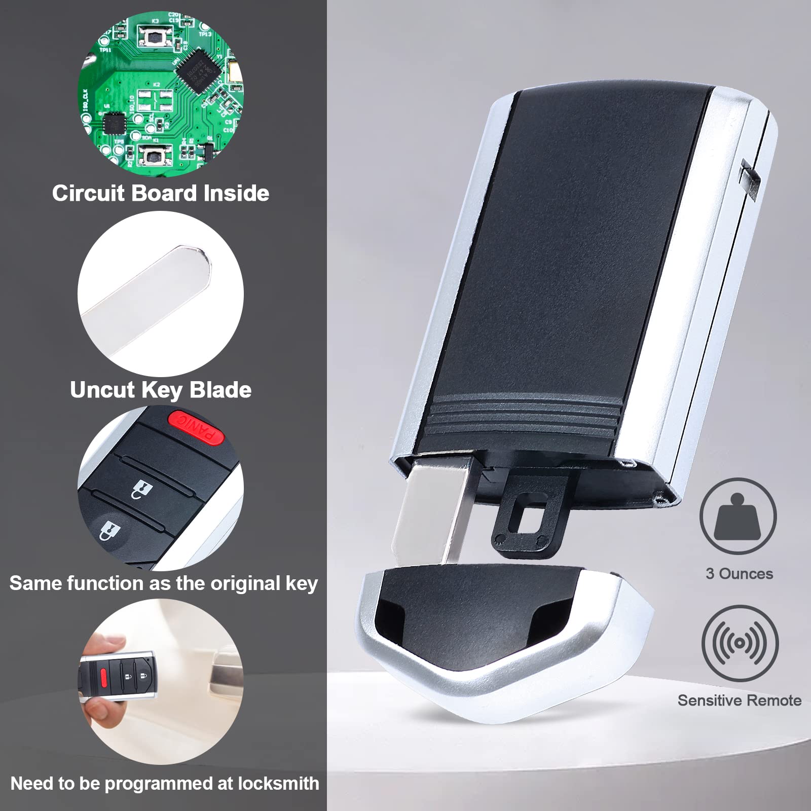 Keymall Keyless Entry - Telecomando di ricambio per Acura RDX 2013 2014 2015 FCC ID: KR5434760 P/N: 72147-TX4-A41 3 pulsanti