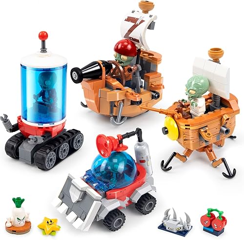 Maikerry Juego de 4 unidades de plantas y zombis pequeños modelos de montaje vs juguetes de montaje para niños y niñas, grandes regalos para niños y