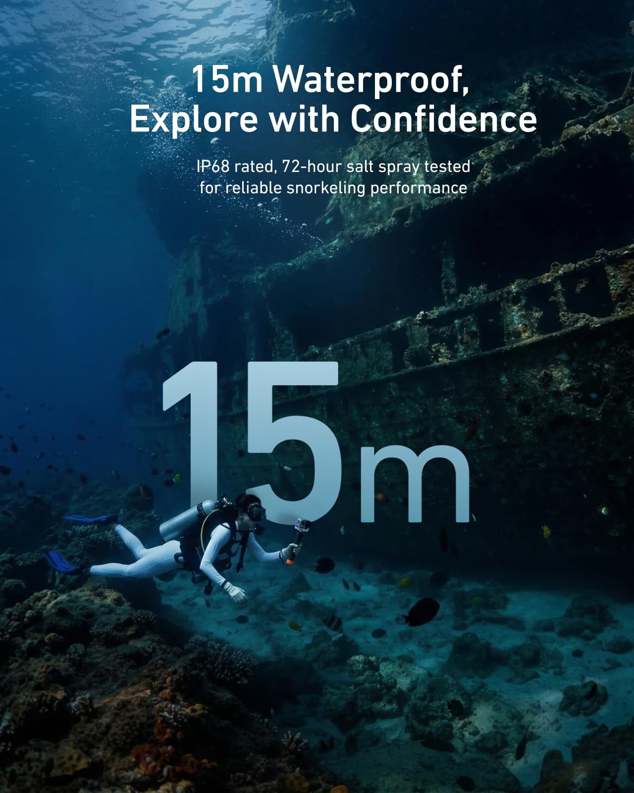 TELESIN Bastón Selfie Flotante con Bluetooth para dji Osmo Action 6 5 Pro 4, 3 en 1 con empuñadura y Amplificador de señal, bastón de Buceo de 15m para Surf y Snorkel