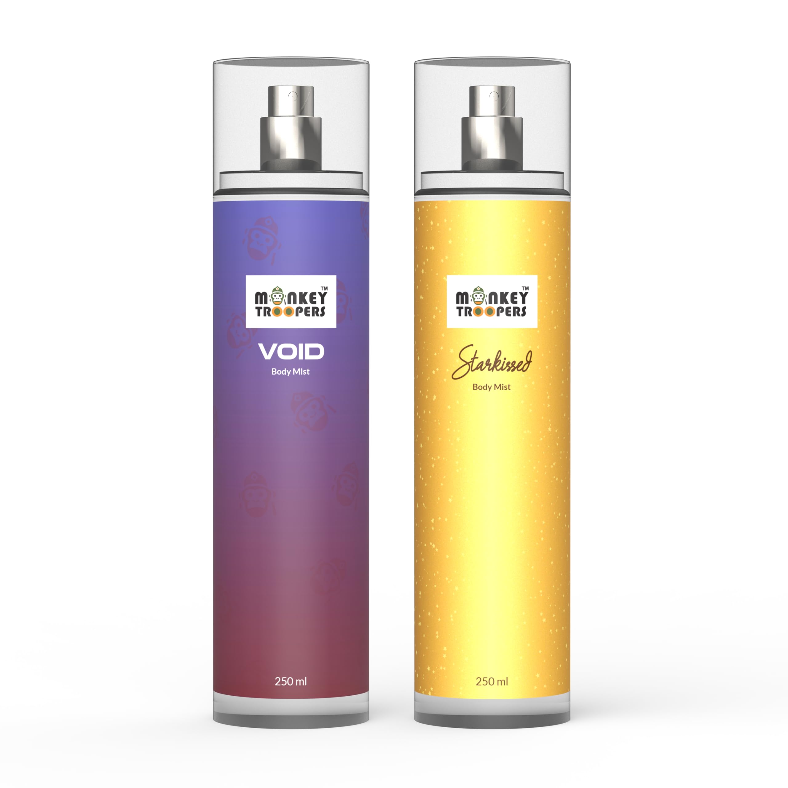 MONKEY TROOPERS Void and Starkissed Combo Body Mist for Women and Men | Skin Friendly, Refreshing and Long Lasting Body Mist | Combo Pack of 2 (500ml)