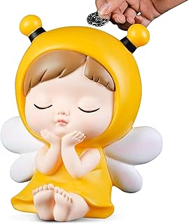 Cute Piggy Bank Kids Money Bank,Girls Piggy Bank Toy Kawaii Money Box Personalization Princess Coin Bank,Toddler Baby Money Saving Box Kids Birthday Home Decoration(Yellow)