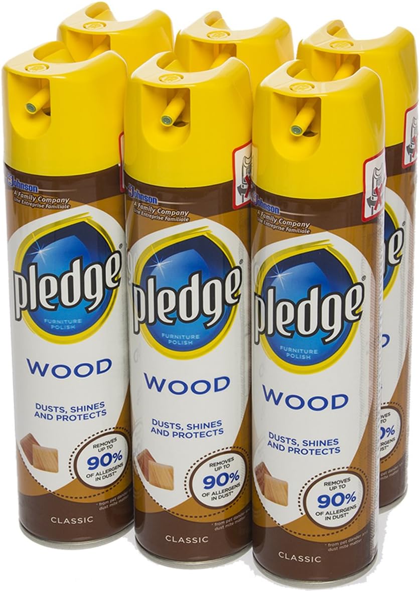 Pledge (6 Pack) 8.5oz Classic Furniture Polish Dusting Spray Cans Household Cleaner Dust Remover Spray