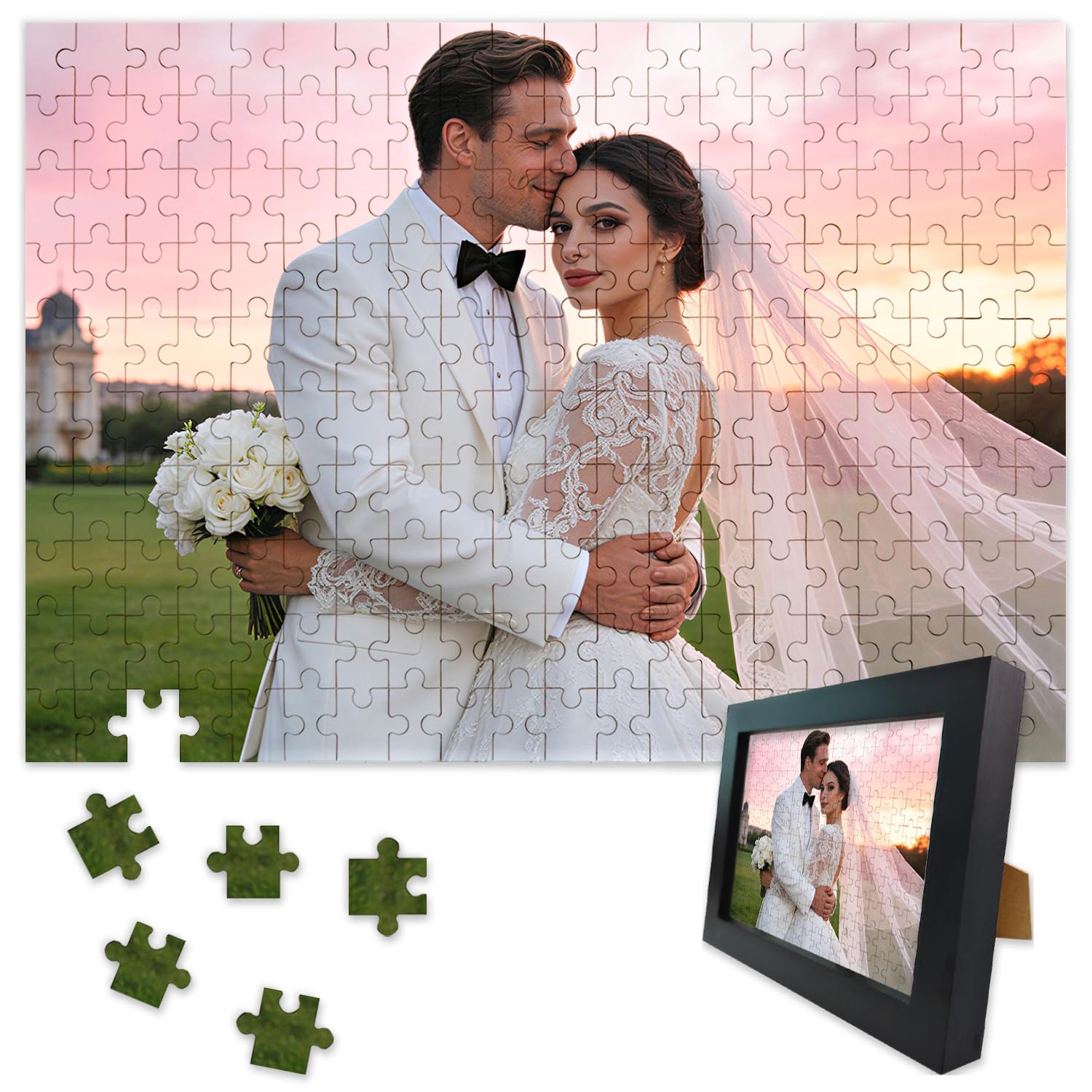 Personalised Jigsaw Puzzles for Adults 1000/500/300/200/70 Pieces,Custom Wooden Puzzle with Black Frame,Pet Portrait,Landscape Image Ideas Gifts for Family,Friend,Birthday,Valentine's Day(200 PCS)