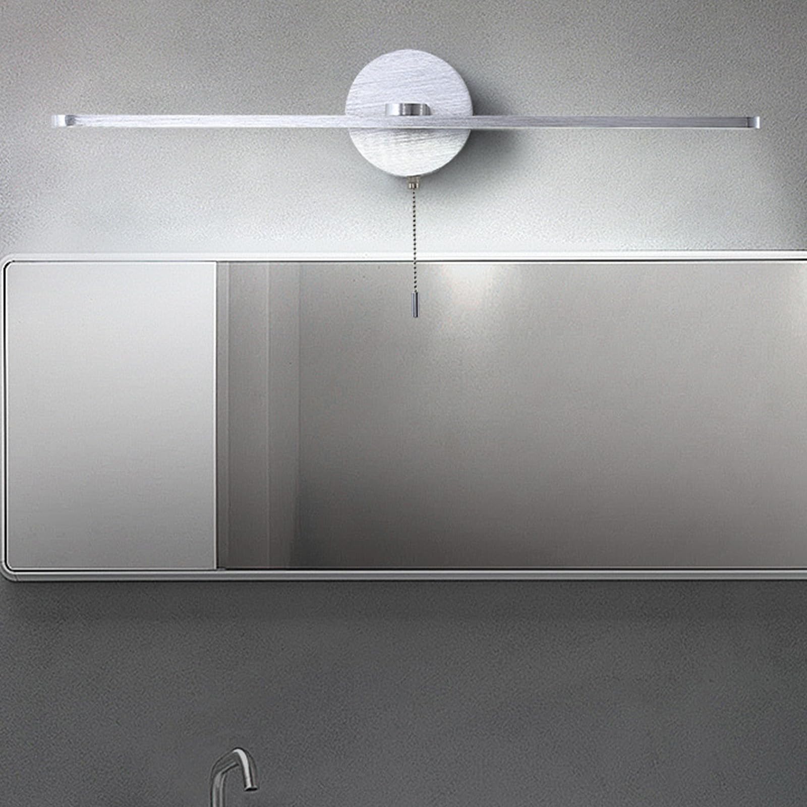 Aplique de pared LED de 60cm con interruptor de cremallera para espejo de baño moderno plata 8