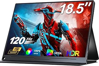 EVICIV Portable Monitor 18.5 Inch 120HZ 100% sRGB 1080P HDR Large Portable Gaming Monitor with Black Equalizer FPS/RTS, Frameless Travel Monitor with VESA for Laptop Mac PS5 Switch Steam Deck