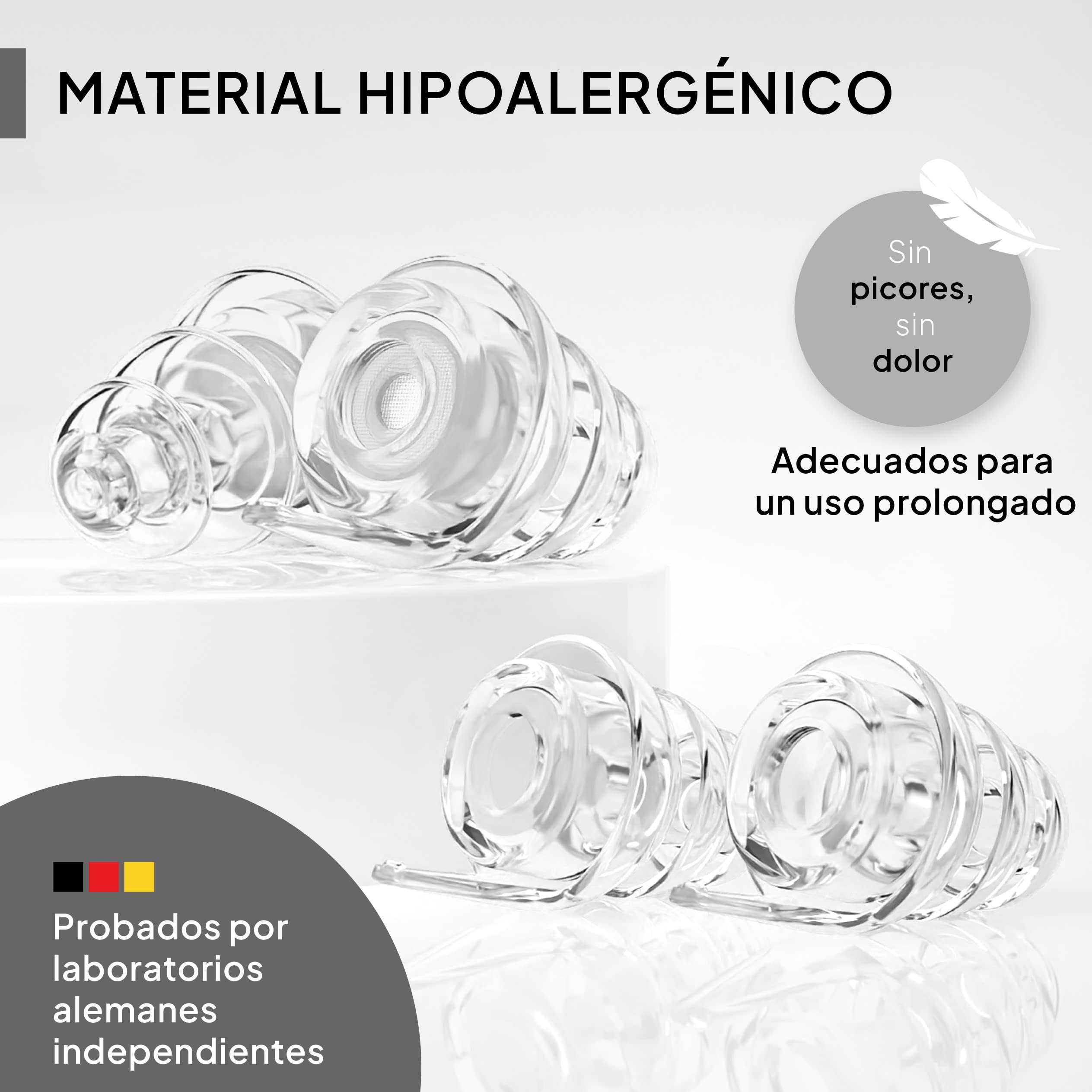 Senner ® MusicPro | Tapones auditivos para festivales, conciertos y discotecas - Tapones para música y músicos, reutilizables, transparentes, con estuche de aluminio