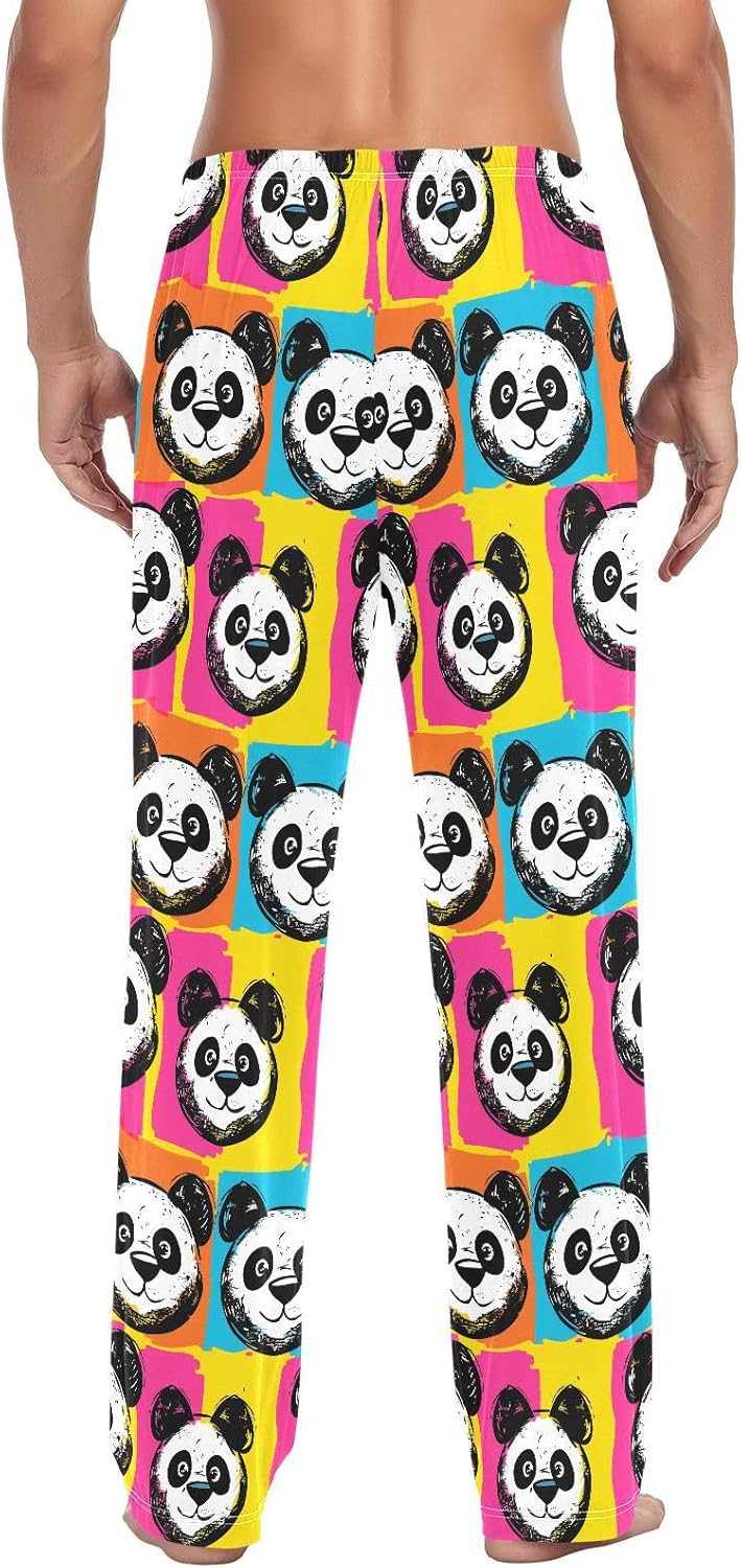 ALAZA Panda Portrait Cartoon Men's Pajama Pants Men Cotton Pajama Bottoms with Pockets, S