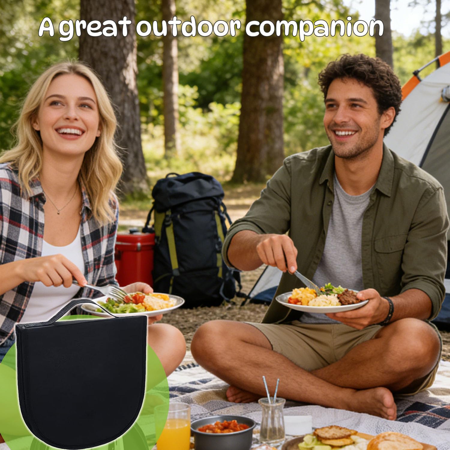 Set Couvert Camping 4 Personnes,21 Kit Vaisselle Camping Acier Inoxydable avec Sac Rangement,Portables Réutilisable pour Voyages,Camping,Randonnée,Plein Air