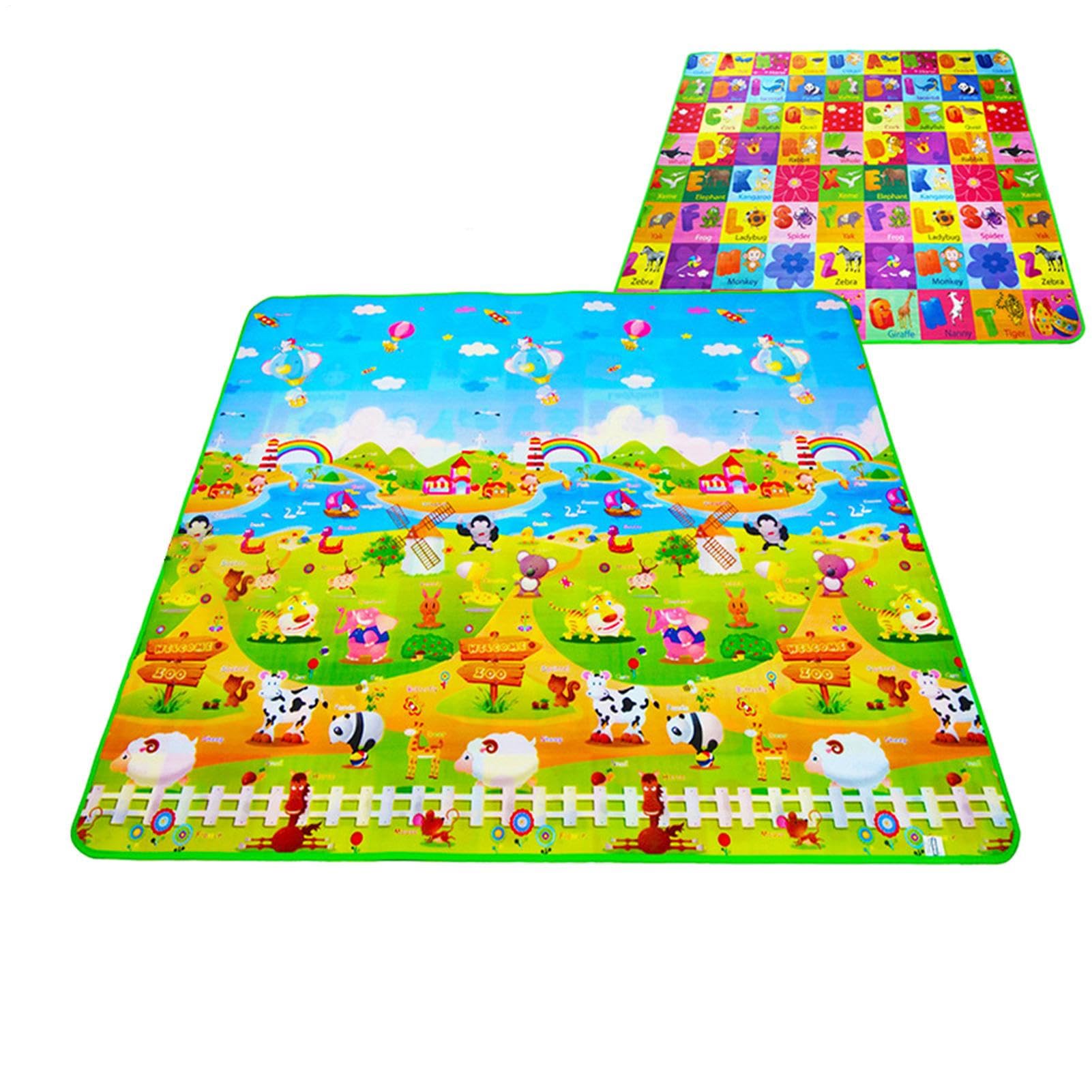 Tappeto Gioco Bambini, 200x180 cm Tappetino da gioco in schiuma, tappeto da gioco morbido per bambini piccoli, grande tappeto imbottito